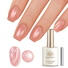 Born Pretty front bottle showing peach pink cat-eye gel and brand