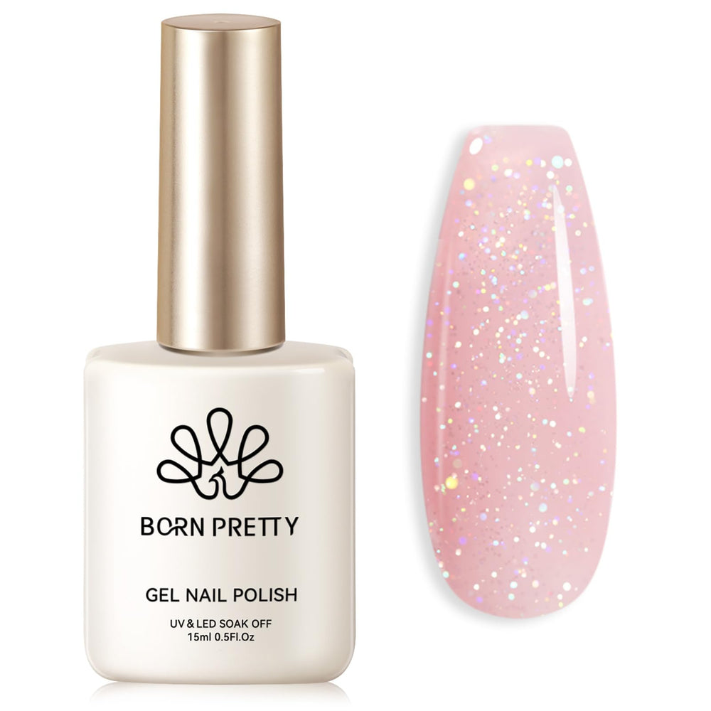 BORN PRETTY front bottle of pink jelly gel showing brand and color benefits