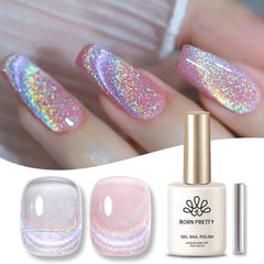 Born Pretty front bottle showing silver holographic finish and easy use benefit