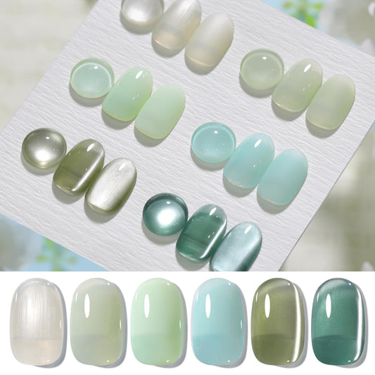Born Pretty front packaging showing six green gel bottles and kit benefit