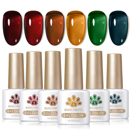 Born Pretty front packaging showing six jelly gel bottles and vibrant colors for versatile looks