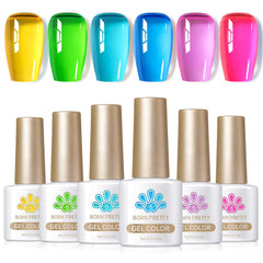 Born Pretty front packaging of neon jelly set showing vibrant bottles and benefit of variety