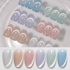 Born Pretty front packaging showing six pastel magnetic gel bottles, showcasing variety benefit