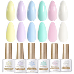 Born Pretty front packaging pastel set showing six bottles and gift box benefit: ready-to-gift