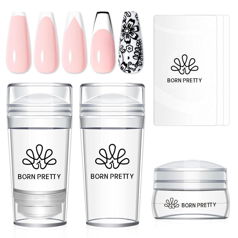 Born Pretty front packaging showing 6-piece stamper kit and scrapers for easy setup