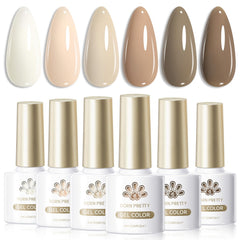 Born Pretty kit front packaging showing nine neutral gel bottles and benefits