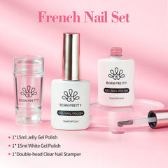 Born Pretty finished French manicure lifestyle scene showing salon look