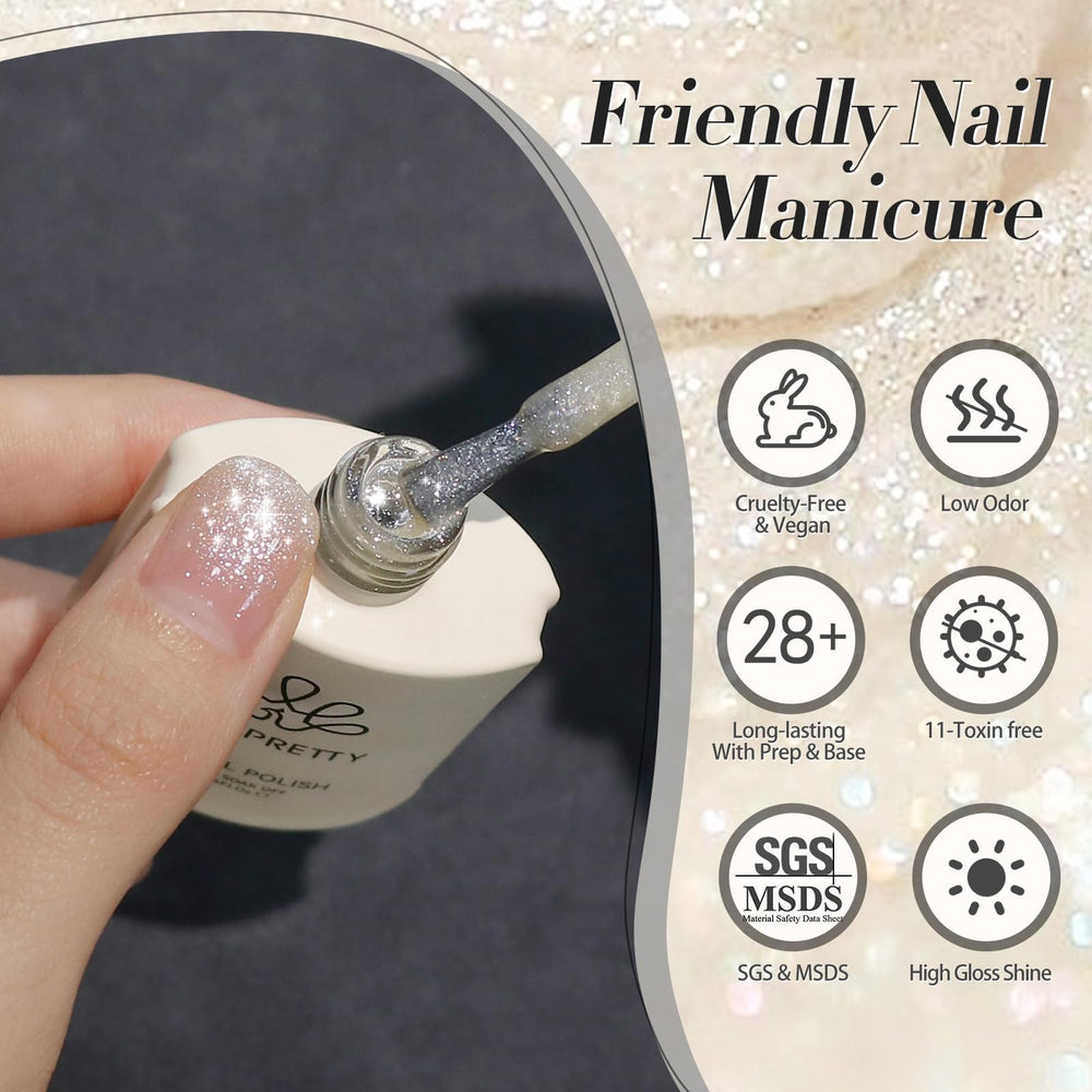Born Pretty lifestyle party nails showing festive sparkly manicure