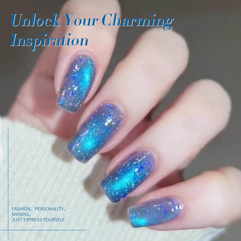 Born Pretty magnet in use over nail creating cat eye stripe for dramatic effect benefit