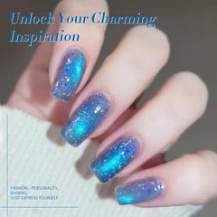 Born Pretty magnet in use over nail creating cat eye stripe for dramatic effect benefit