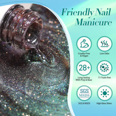 Born Pretty nails in lifestyle shot wearing varied cat-eye designs for style inspiration