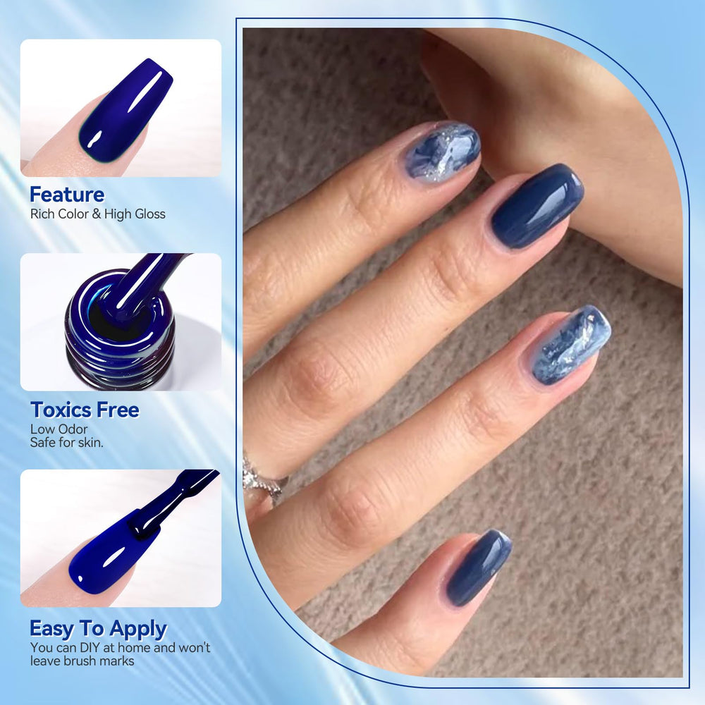 Born Pretty finished nail art with royal blue accent showcasing salon-quality finish benefits