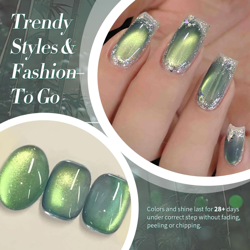 Born Pretty nail swatch on tips showing full manicure and holographic shift