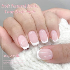 Born Pretty applied on fingernails showing translucent pink manicure and polished look benefit
