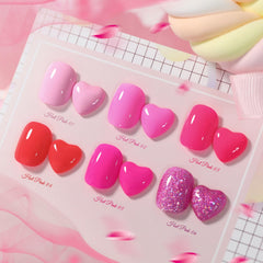 Born Pretty open bottles displaying glitter and creme pink shades for versatility