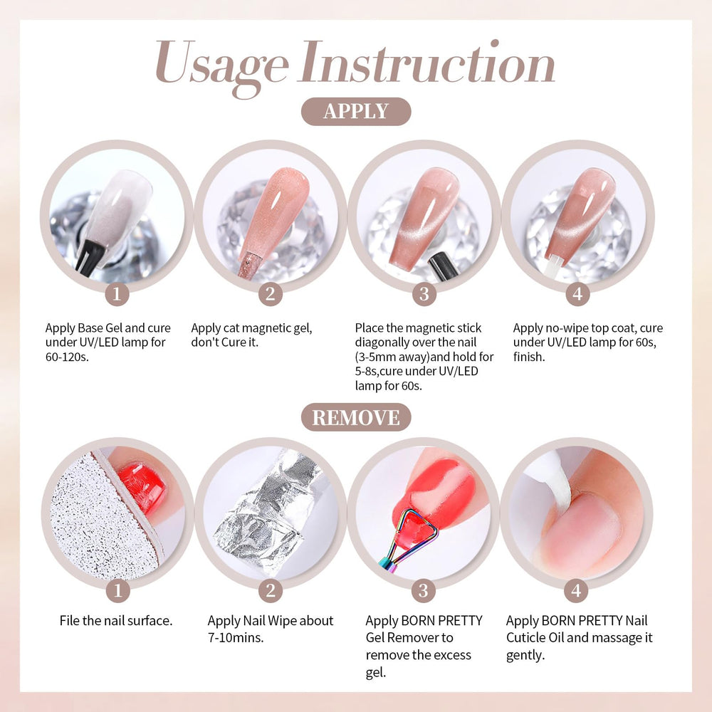 Born Pretty label close-up displaying product details and usage benefit