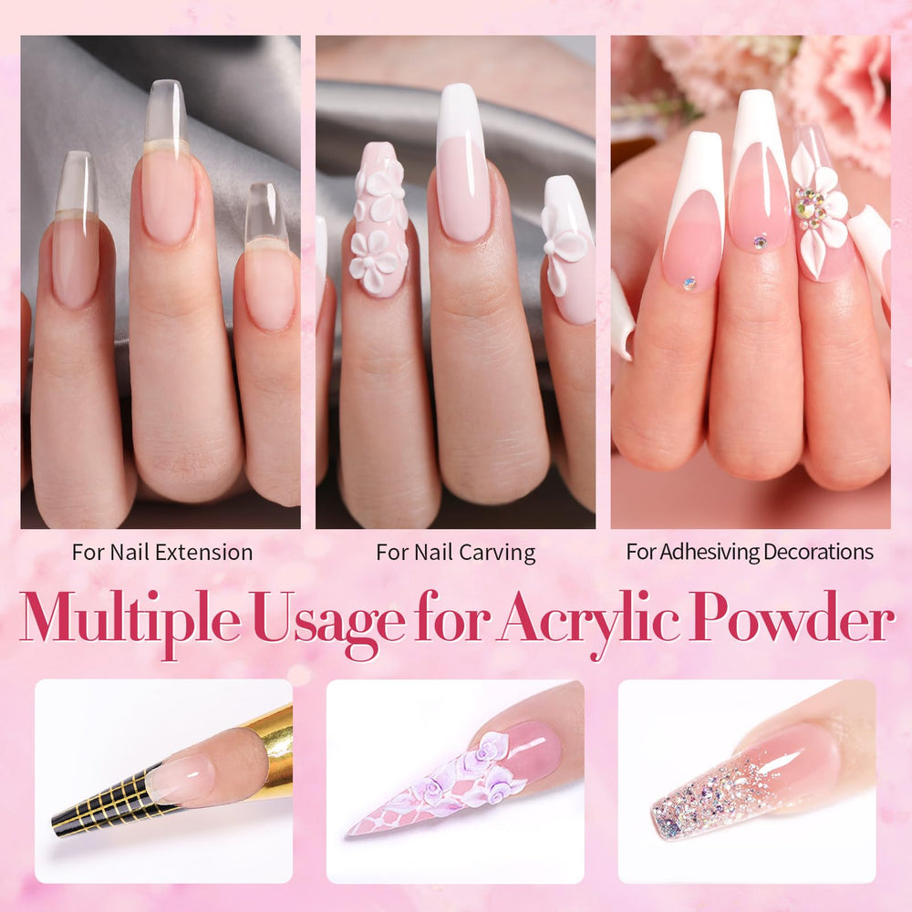 Born Pretty pink acrylic powder jar shown for natural-looking bases