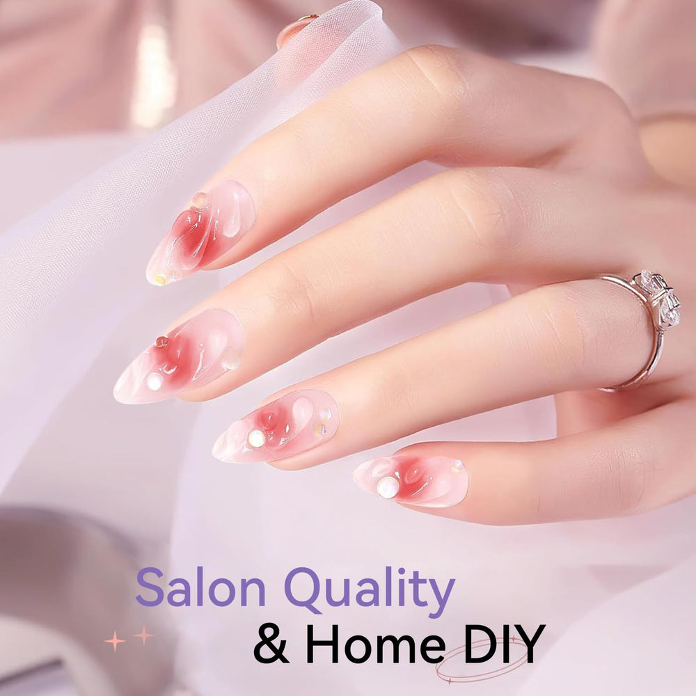 Born Pretty rhinestone adhesion demo with gems secured for durable embellished nails
