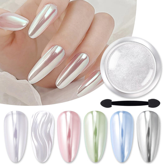 Born Pretty jar front showing silver chrome powder for high-shine nails
