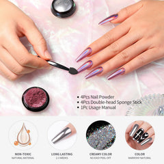 Born Pretty silver mirror powder texture showing smooth metallic finish benefit