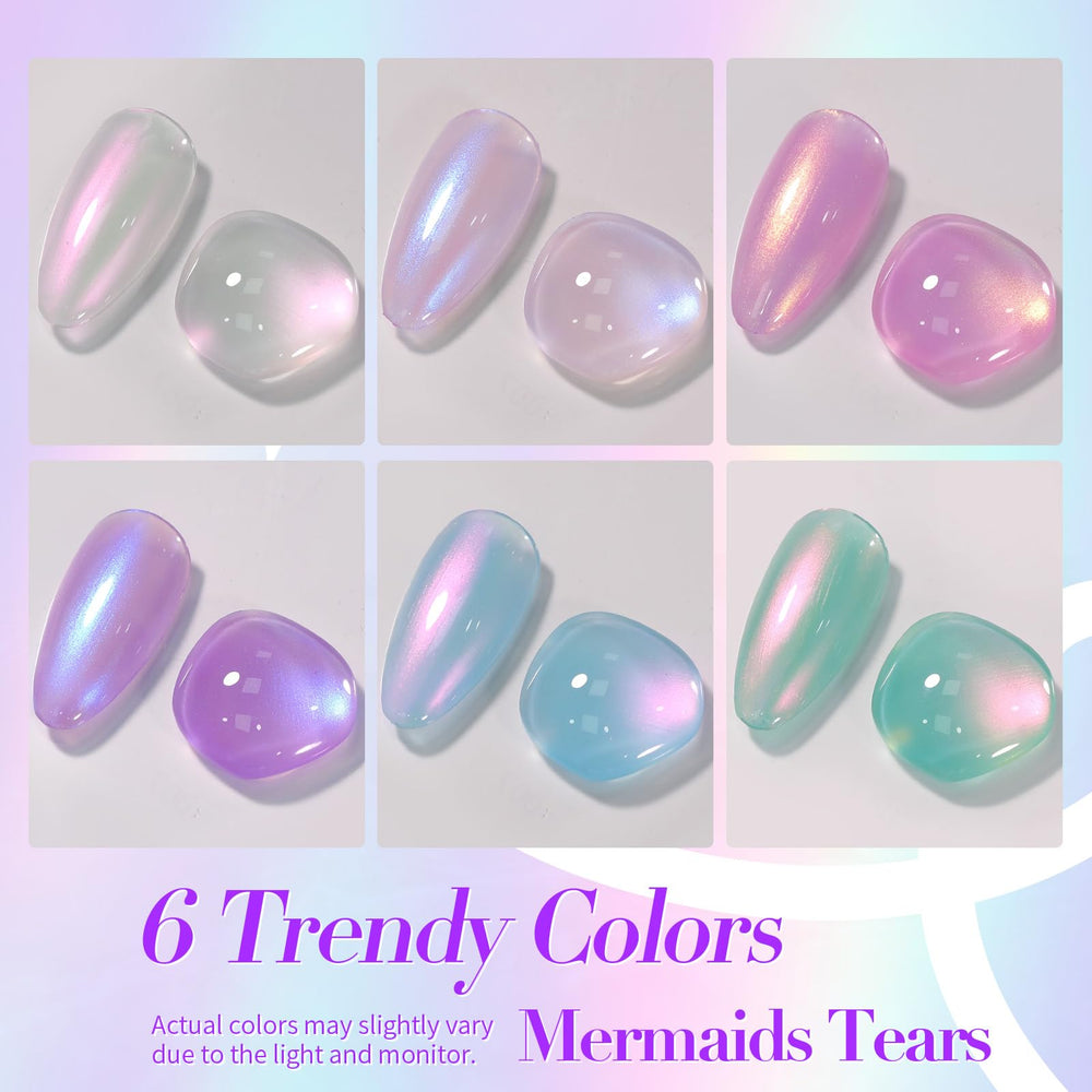 Born Pretty six bottles arranged to display each pearlescent shade clearly