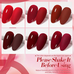 Born Pretty six bottles arranged to display varied burgundy and wine shades