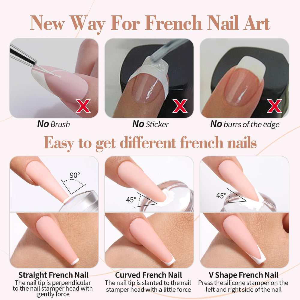 Born Pretty stamper in use applying French tip for faster salon-style results