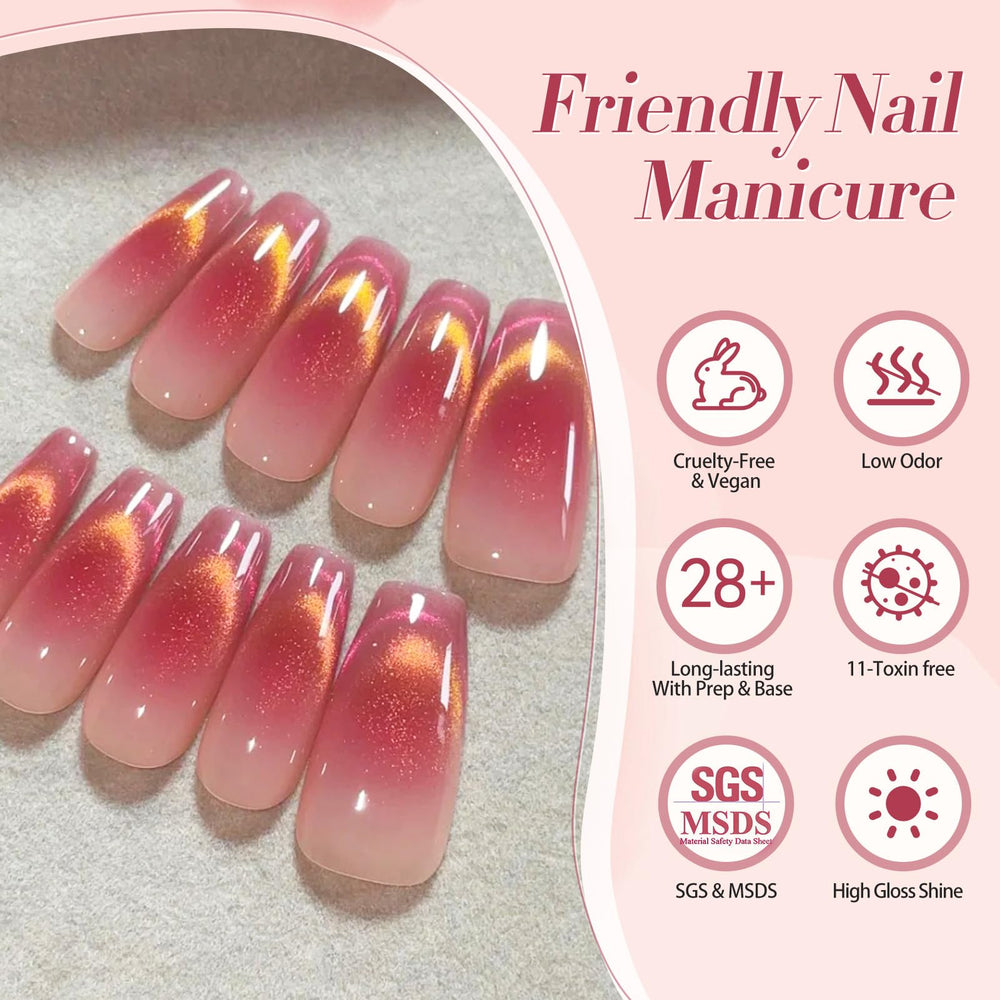 Born Pretty step-by-step application tools showing magnet, lamp, and even layers