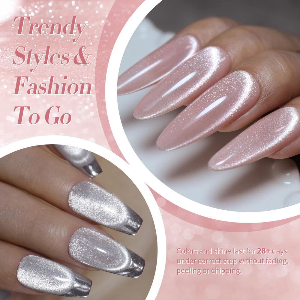 Born Pretty texture swatches on nail wheels showing cat-eye shifts, aiding shade selection
