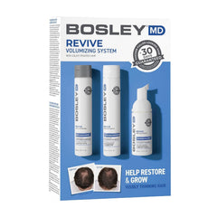 BosleyMD BOSRevive front packaging showing full three-step starter kit and benefits