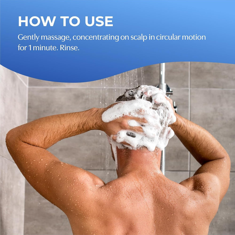 BosleyMD BosRevive in-shower use showing scalp massage and effective rinsing