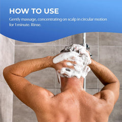 BosleyMD BosRevive in-shower use showing scalp massage and effective rinsing