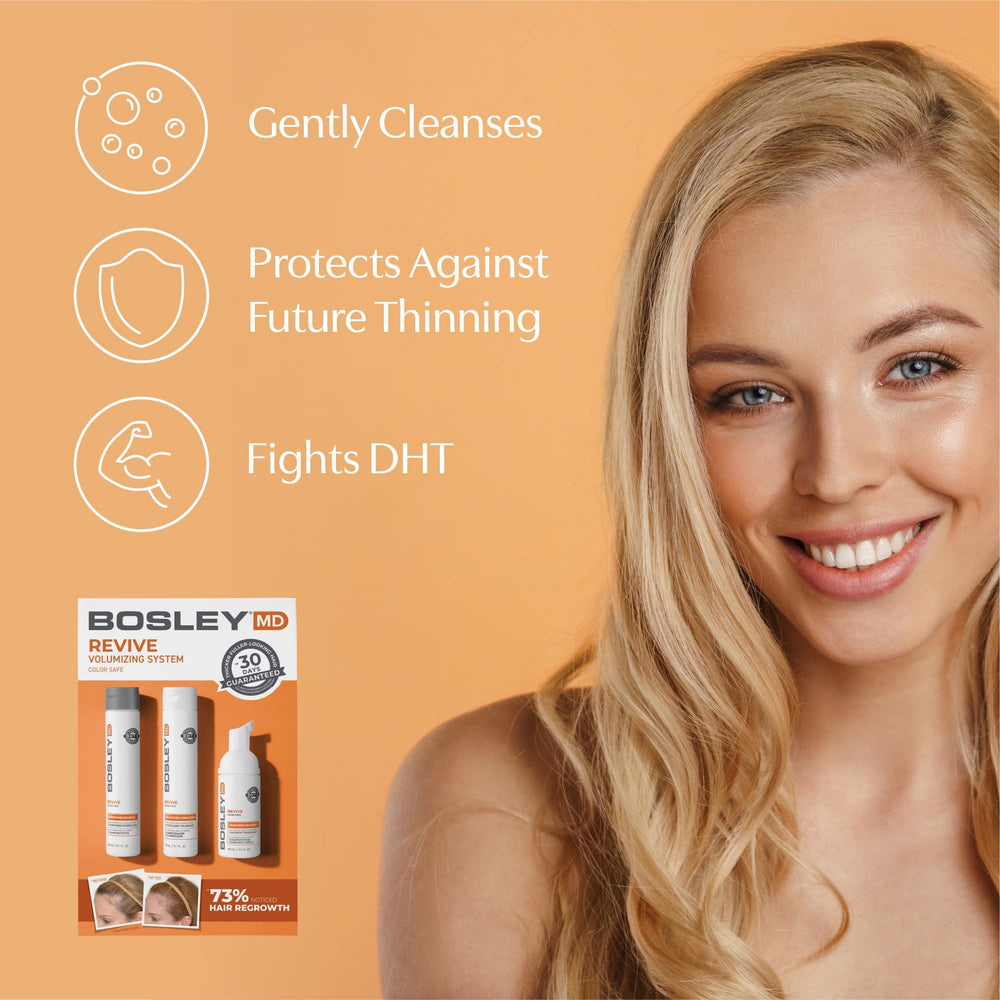 BosleyMD BosRevive on bathroom shelf in lifestyle setting showing routine integration