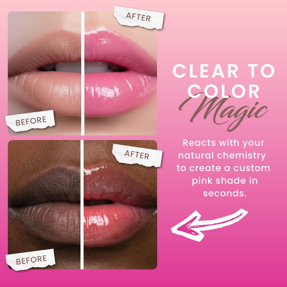 BossUp lips before and after showing personalized pink tint and natural enhancement