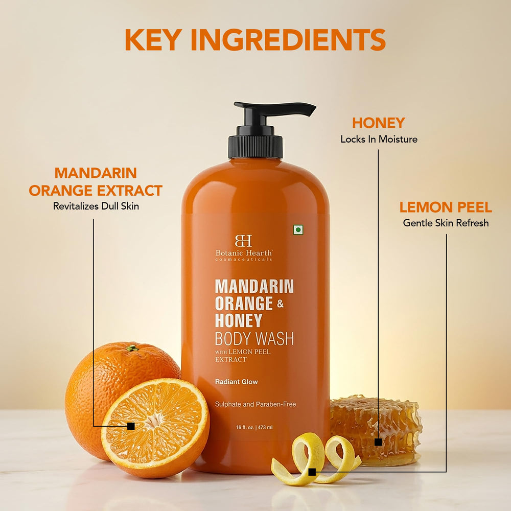 Botanic Hearth in-shower scene with bottle near loofah showing uplifting daily routine benefit