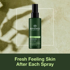 Botanics spray close-up with fine mist particles for instant hydration