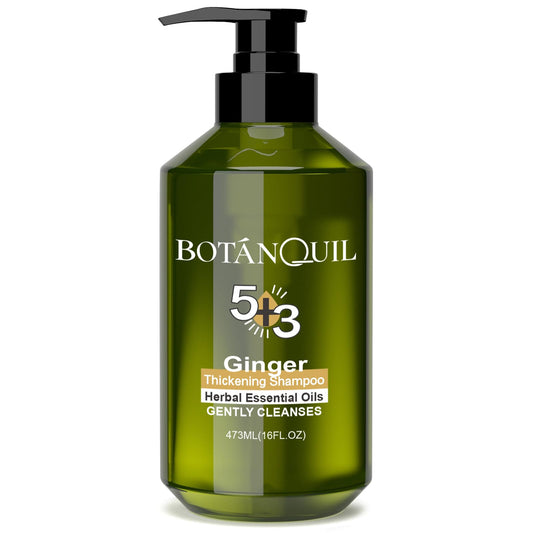 BOTANQUIL front bottle view showing ginger shampoo and clear product benefit