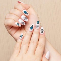 BOXOB charms applied on acrylic nail demonstrating decorative effect