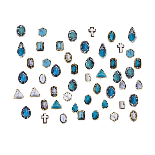 BOXOB front packaging showing 50 turquoise charms and assortment benefit