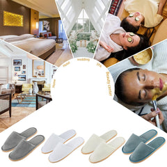 BoxSkivra stacked slippers ready for travel or guest distribution