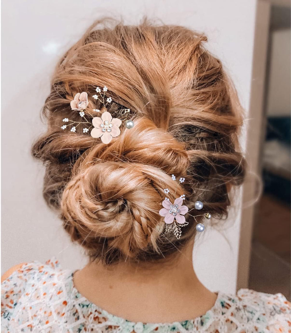 BOYIVI comb placed in bridal updo demonstrating secure, decorative finish