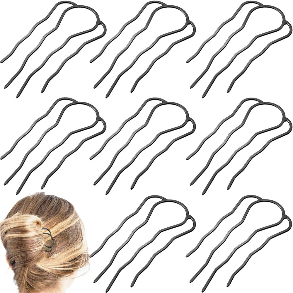 BOYIVI front view of eight metal hair forks showing tidy pack and reliable hold
