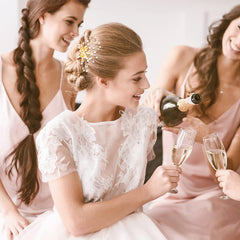 BOYIVI accessories styled on bridal table with veil showing coordinated wedding aesthetic