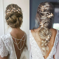 BOYIVI hair pins placed in bridal updo, demonstrates secure hold benefit