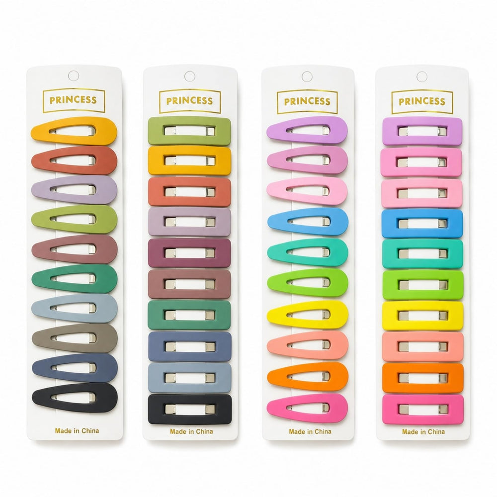 B.PHNE front view of 40-pack matte snap clips, easy styling