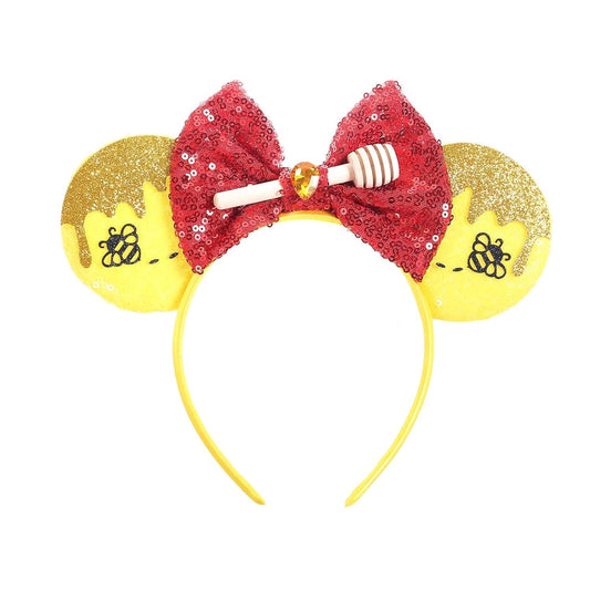 BPNHNA front view red sequin bow headband showing playful costume appeal