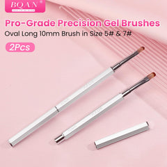 BQAN brush next to nail tip showing size and extension shaping benefit