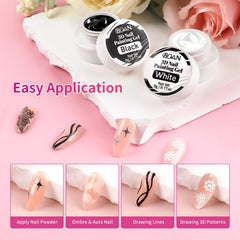 BQAN open pots of black and white 5g paint gel for precise art