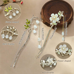 BQSAZHYJ magnolia stick with pearl and tassel showing decorative movement and charm