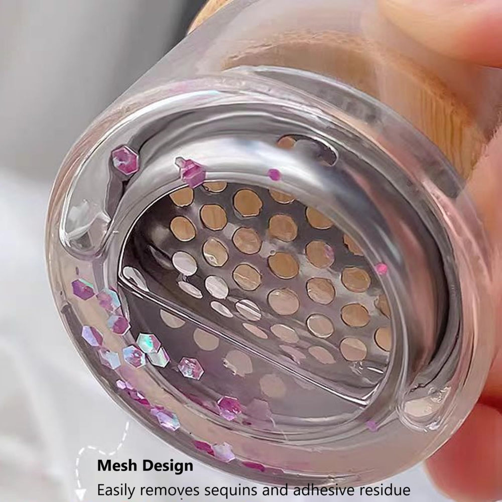BRAVIKERLY mesh showing trapped glitter and residue for easier disposal